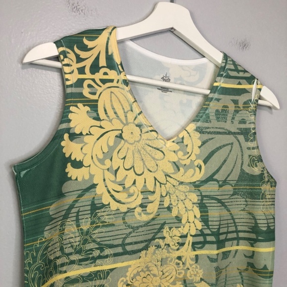 Prana Green Yellow Print Tank Top Small Yoga - Picture 5 of 7